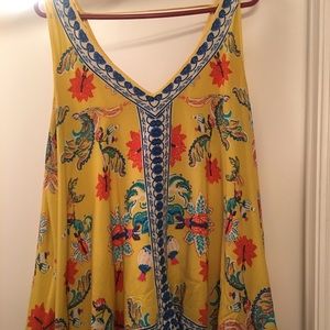 Yellow floral sleeveless shirt